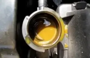 inside a valve full of yellow fluid