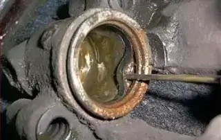 tool testing a car's brake fluid