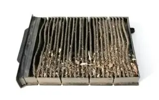 image of dirty, old cabin filter full of debris