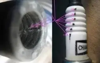 image showing the carbon tracking on a spark plug for a vehicle